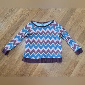 Honeyme Chevron Patterned Long Sleeve Top